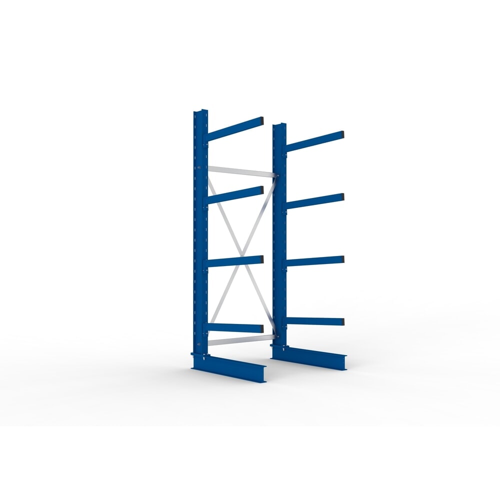 Produktabbildung: META Kragarmregal Grundfeld, einseitig, Tragkraft pro Arm 250 kg, HxBxT 2.500 x 1.103 x 1.030 mm