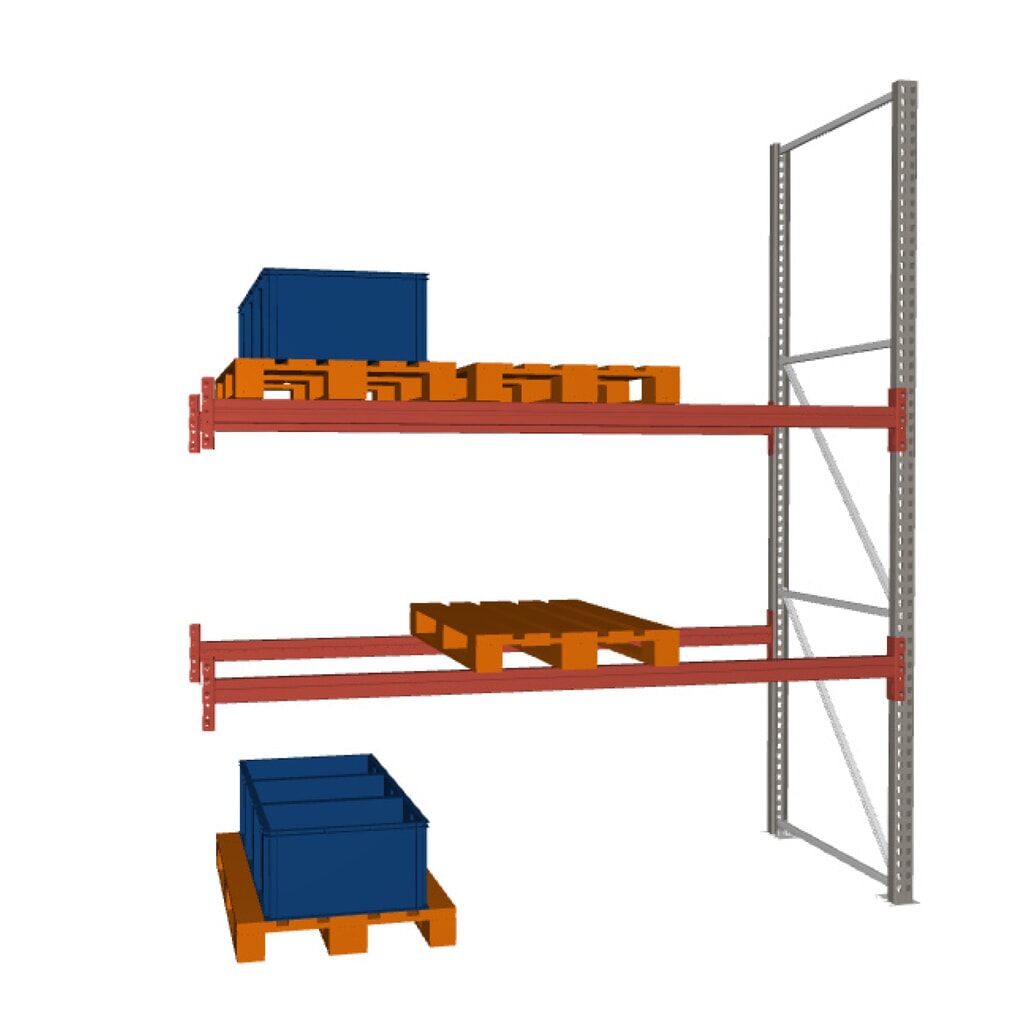 META MULTIPAL Palettenregal , Anbaufeld, Fachlast 1.470 kg, 9 Palettenplätze, 3,3 m Höhe Produktabbildung: META MULTIPAL Palettenregal , Anbaufeld, Fachlast 1.470 kg, 9 Palettenplätze, 3,3 m Höhe