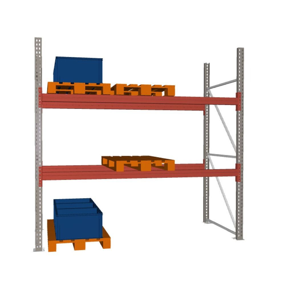 META MULTIPAL Palettenregal , Fachlast 2340 kg, 9 Palettenplätze, 2,7 m Höhe, 1 Feld Produktabbildung: META MULTIPAL Palettenregal , Fachlast 2340 kg, 9 Palettenplätze, 2,7 m Höhe, 1 Feld