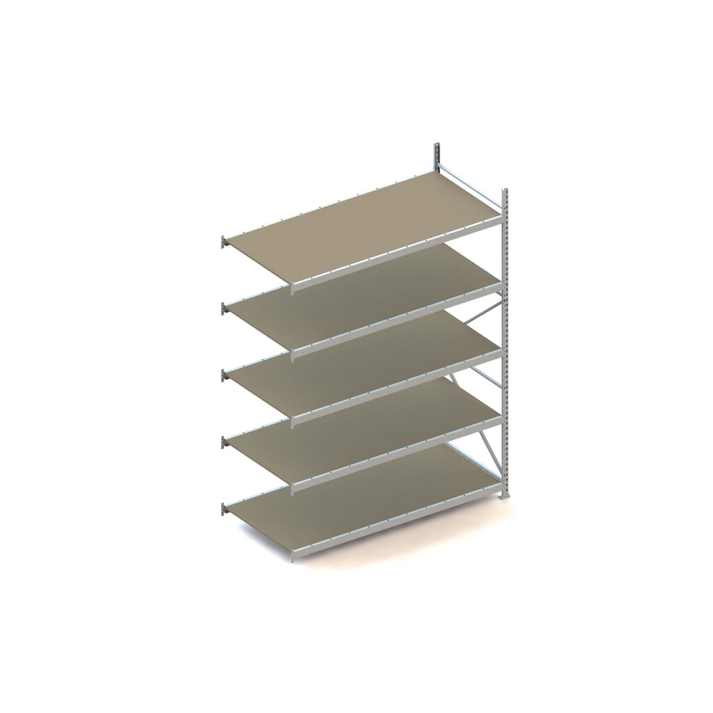 Produktabbildung: META Weitspannregal, mit Spanplatten, FL 600 kg, AF, HxBxT 3.000 x 2.200 x 1.050 mm