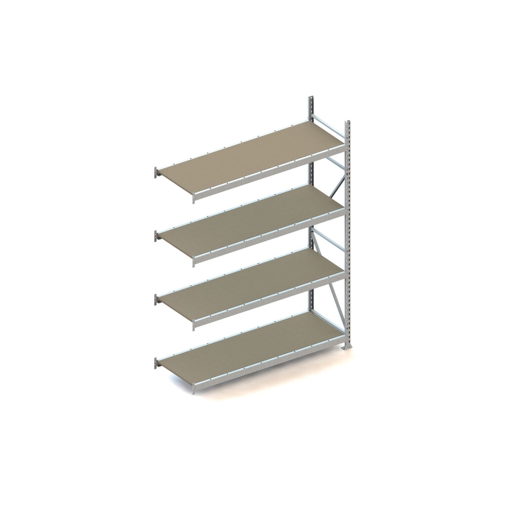 META Weitspannregal, mit Spanplatten, FL 600 kg, AF, HxBxT 2.500 x 1.800 x 650 mm Produktabbildung: META Weitspannregal, mit Spanplatten, FL 600 kg, AF, HxBxT 2.500 x 1.800 x 650 mm