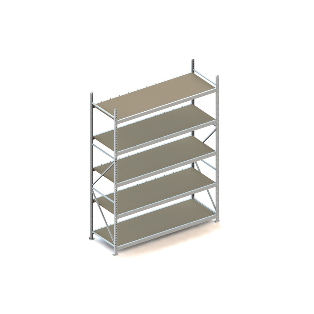 Produktabbildung: META Weitspannregal, mit Spanplatten, FL 600 kg, GF, HxBxT 3.000 x 2.200 x 800 mm