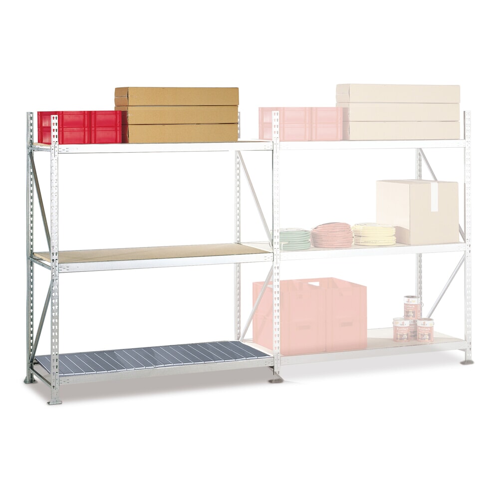 Produktabbildung: META Weitspannregal, mit Stahlpaneelen, FL 600 kg, AF, HxBxT 2.200 x 1.800 x 650 mm