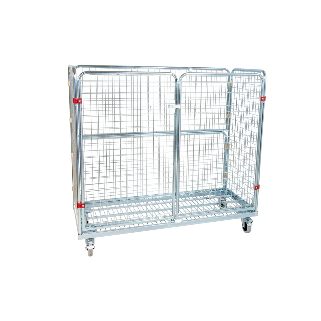 Metall-Rollbehälter, 4-seitig, feinmaschig, HxBxT 1.400 x 620 x 1.500 mm Produktabbildung: Metall-Rollbehälter, 4-seitig, feinmaschig, HxBxT 1.400 x 620 x 1.500 mm
