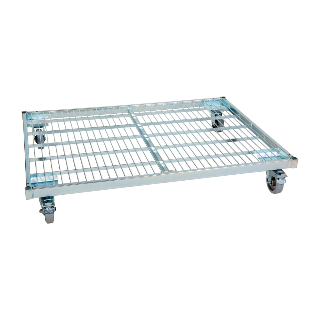 Metall-Rollplatte, blau verzinkt, BxT 800 x 1.200 mm, Rollen-Ø 125 mm Produktabbildung: Metall-Rollplatte, blau verzinkt, BxT 800 x 1.200 mm, Rollen-Ø 125 mm