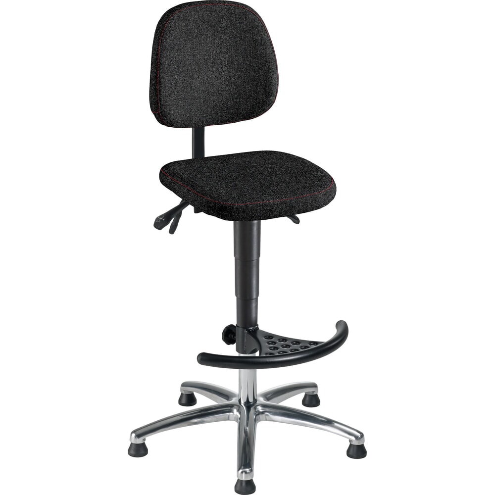 Produktabbildung: meychair Arbeitsdrehstuhl High-Level II, Stoffpolster, Sitzhöhe 590-840 mm, Stahlbasis verchromt, Bodengleiter, Fussstütze