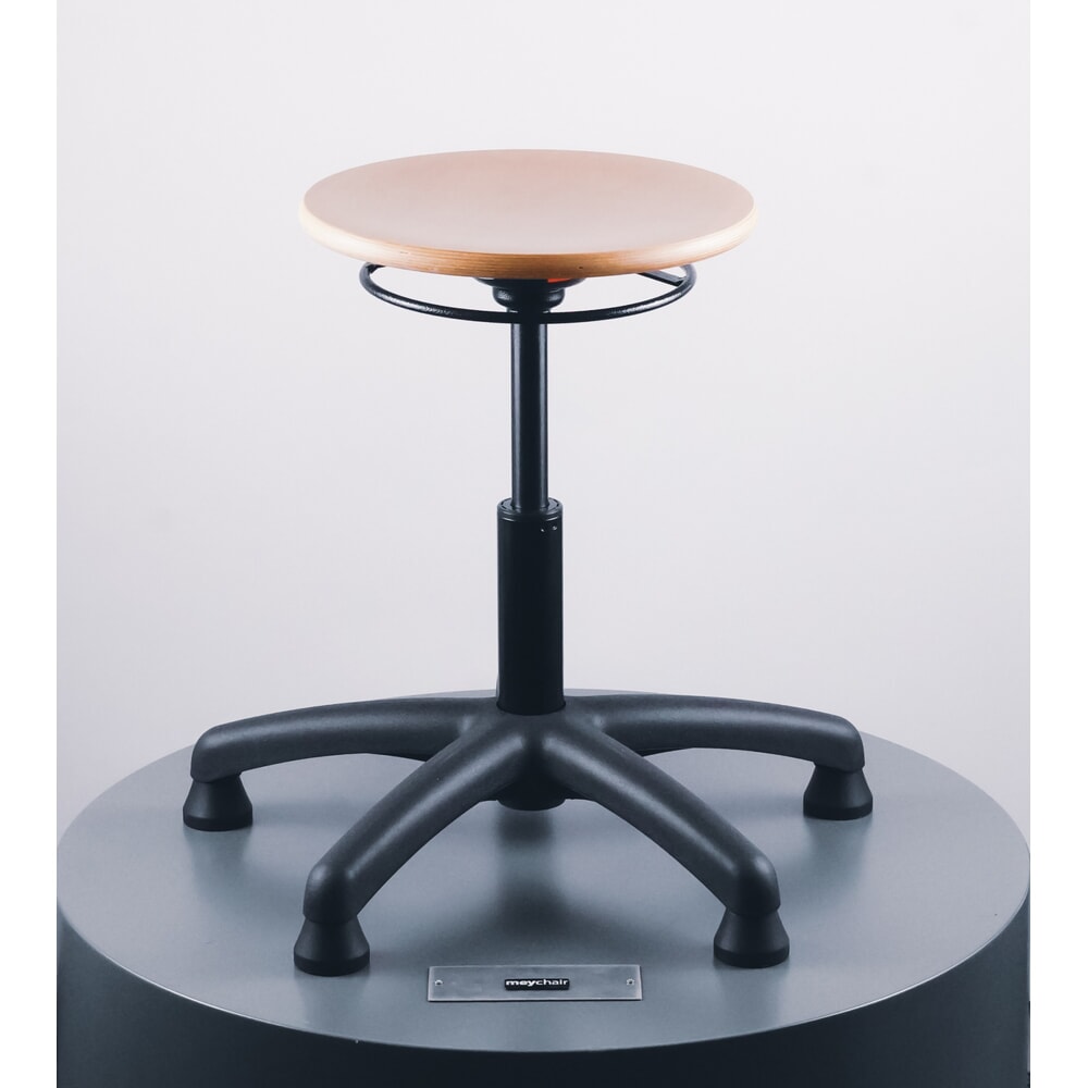 Produktabbildung Nr. 2: meychair Hocker Universal Plus, Sitz aus Buche, Sitzhöhe 390-520 mm, Kunststoffbasis, Bodengleiter