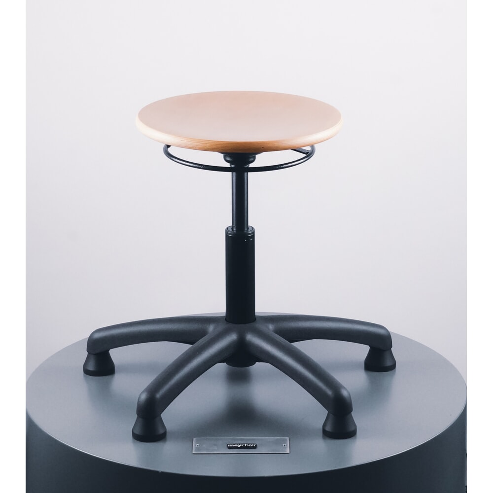 Produktabbildung Nr. 3: meychair Hocker Universal Plus, Sitz aus Buche, Sitzhöhe 390-520 mm, Kunststoffbasis, Bodengleiter