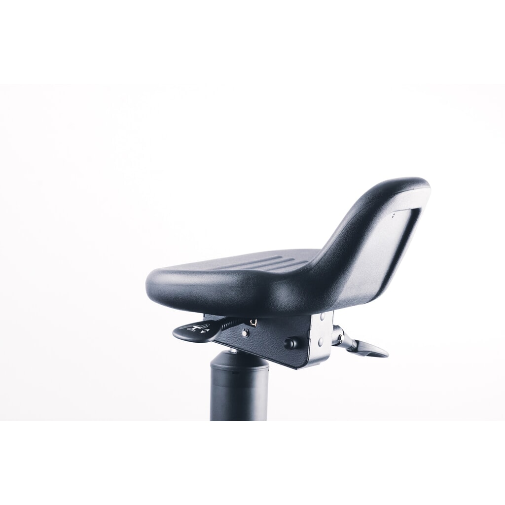 Produktabbildung Nr. 5: meychair Stehhilfe, dreh- und neigbarer PU-Sitz, Sitzhöhe 620-890 mm, Stahlbasis, kurze Rückenlehne