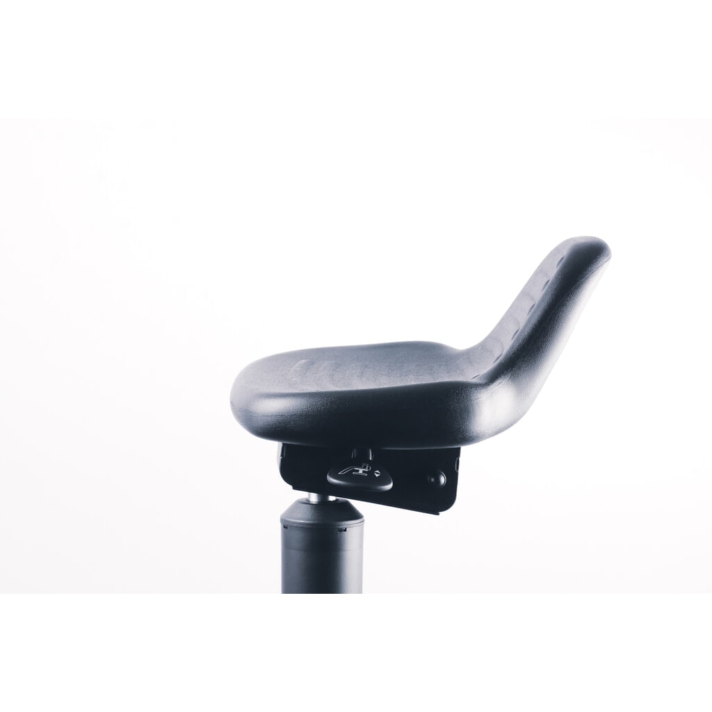 Produktabbildung Nr. 6: meychair Stehhilfe, dreh- und neigbarer PU-Sitz, Sitzhöhe 620-890 mm, Stahlbasis, kurze Rückenlehne