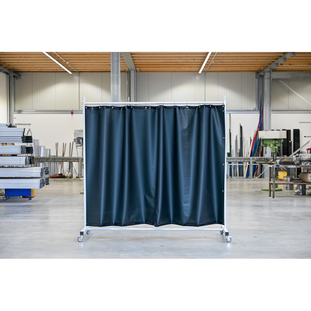Produktabbildung Nr. 1: Mobile Schutzstellwand, nach ISO EN 25980 (EN 1598), 1-tlg., Plane 0,4 mm, dunkelgrün/matt