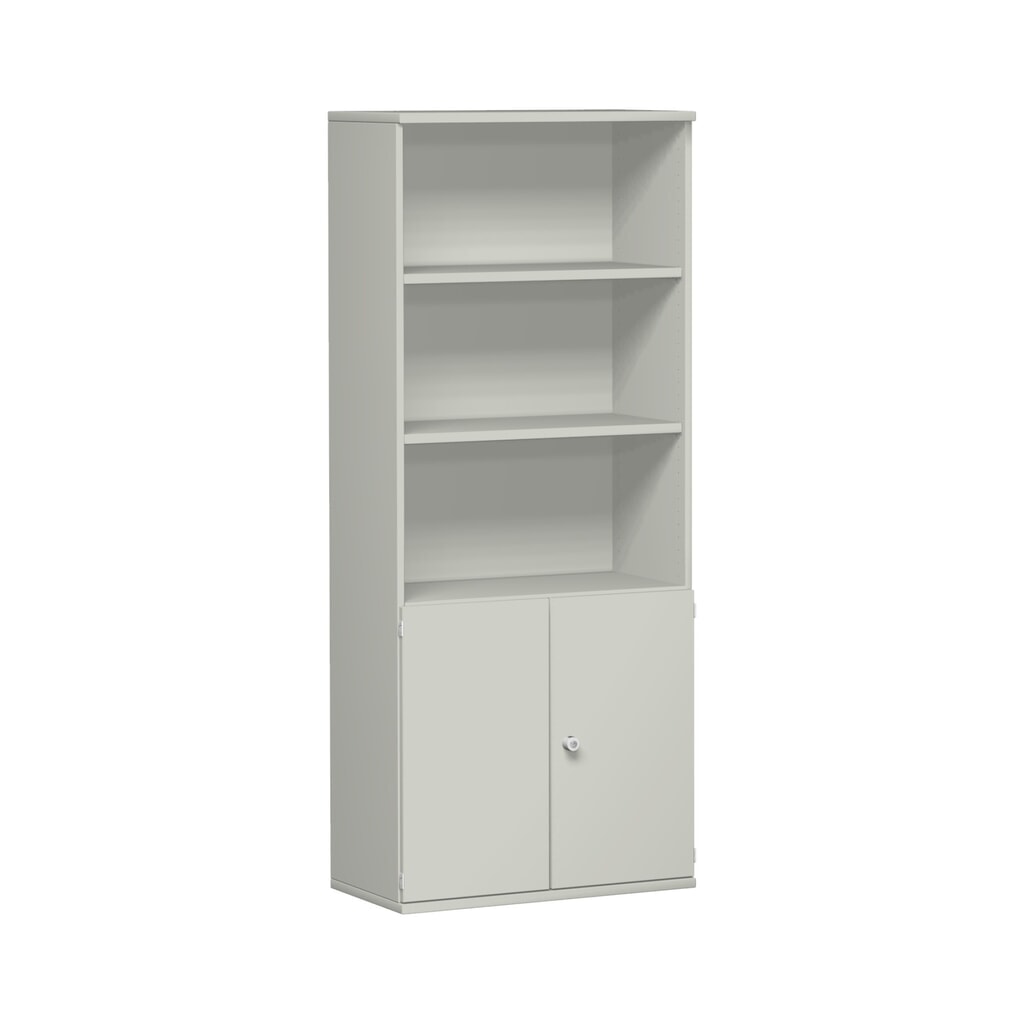 Produktabbildung: Geramöbel Modulschrank Profi mit Holztüren, 5 OH, lichtgrau
