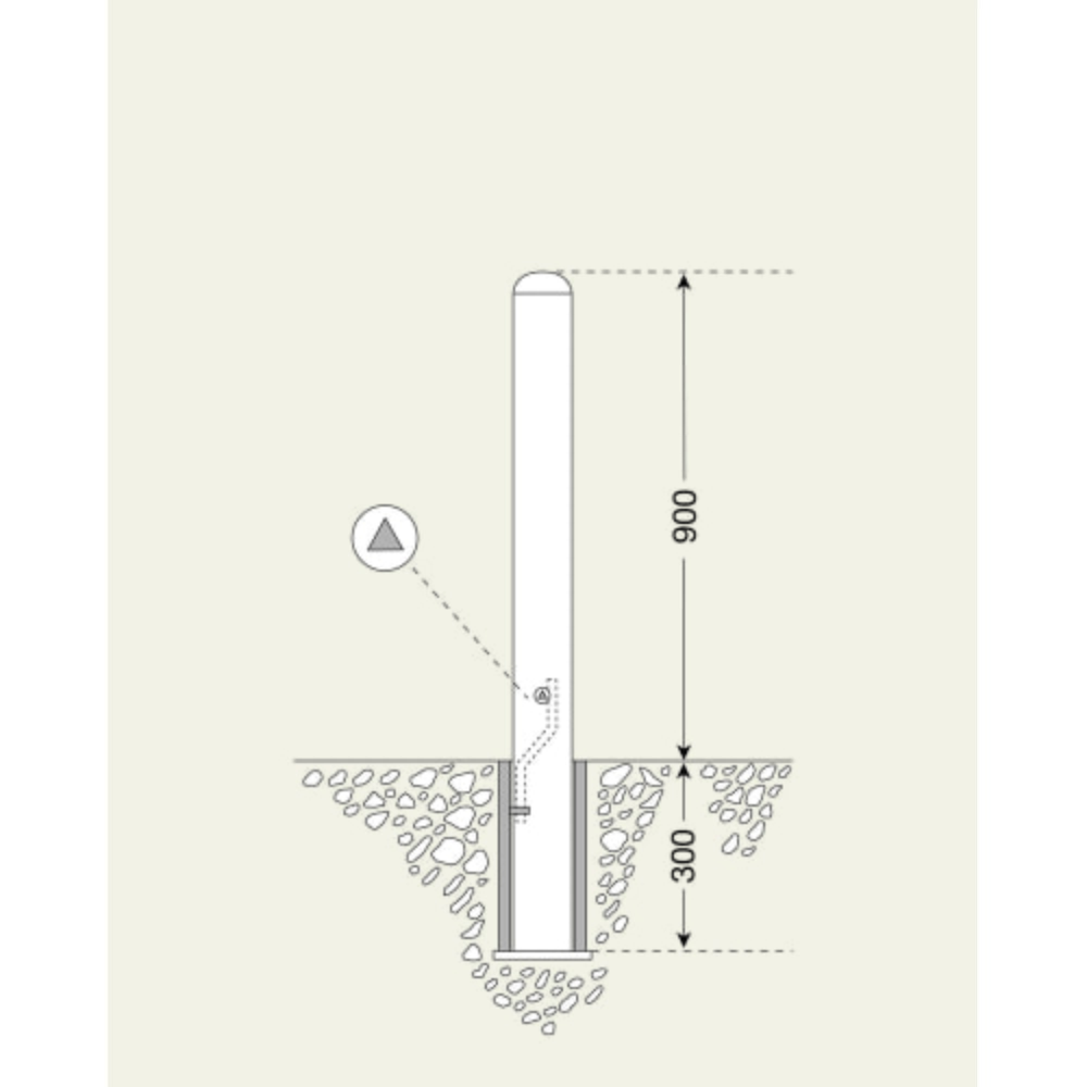 Produktabbildung Nr. 3: MORAVIA CITY-Poller BERLIN, Rundrohr Ø 108 mm, zum Einbetonieren inkl. Bodenhülse, herausnehmbar, Dreikantverschluss
