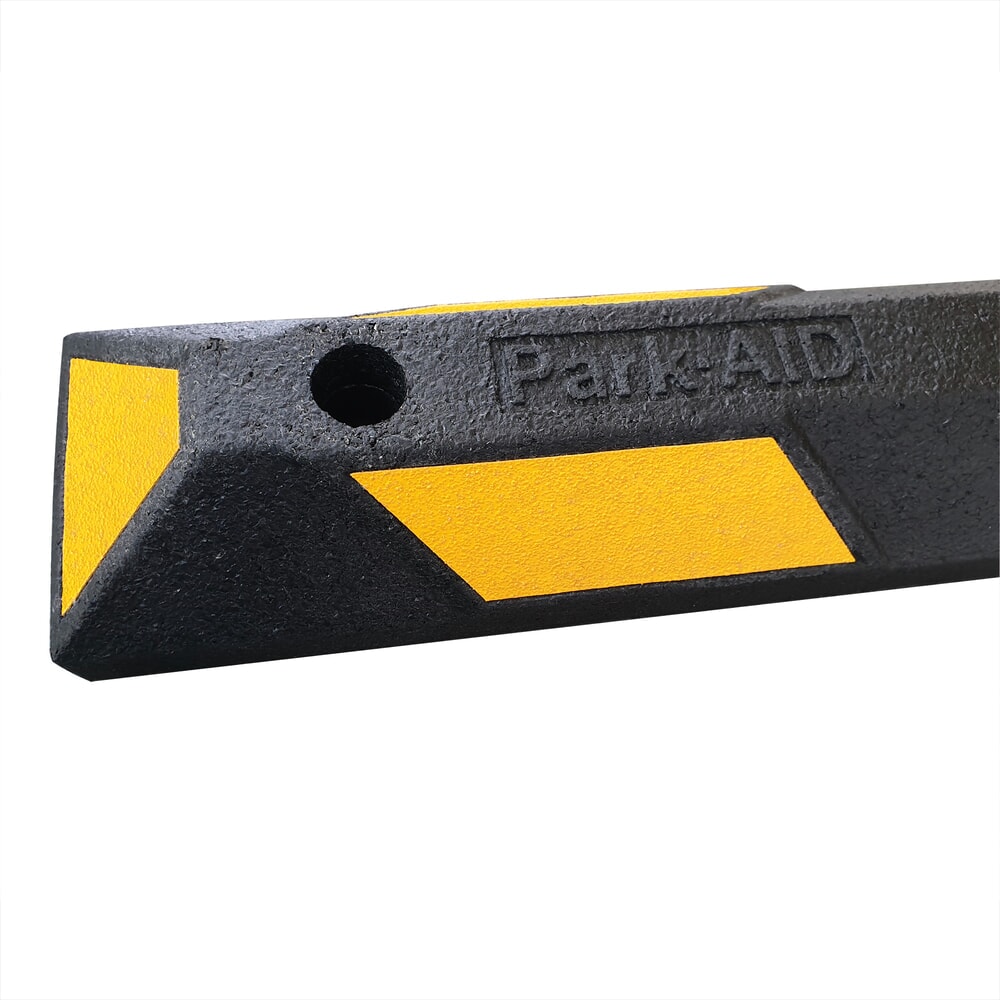 Produktabbildung Nr. 3: MORAVIA Radstopp Park-AID®, schwarz mit gelben Reflexstreifen, Breite 900 mm