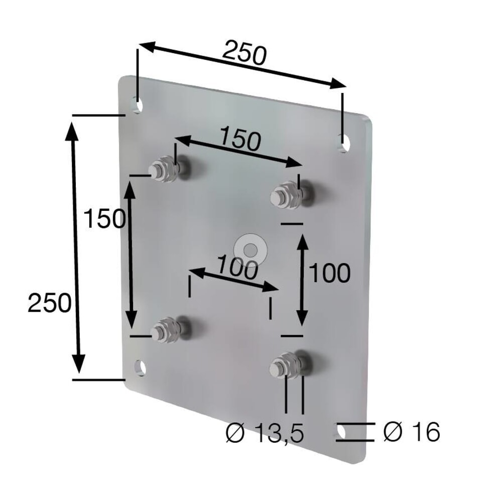 Produktabbildung Nr. 2: Munk Adapterplatte Stahl feuerverzinkt 150 x 150 mm