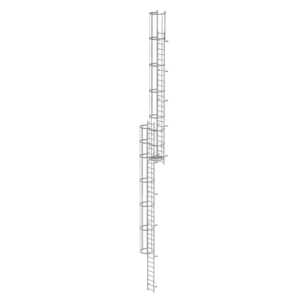 Munk Mehrzügige Steigleiter mit Rückenschutz (Bau) Stahl verzinkt 16,32m Produktabbildung: Munk Mehrzügige Steigleiter mit Rückenschutz (Bau) Stahl verzinkt 16,32m