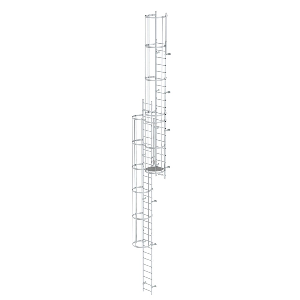Produktabbildung: Munk Mehrzügige Steigleiter mit Rückenschutz (Maschinen) Aluminium blank 12,12m