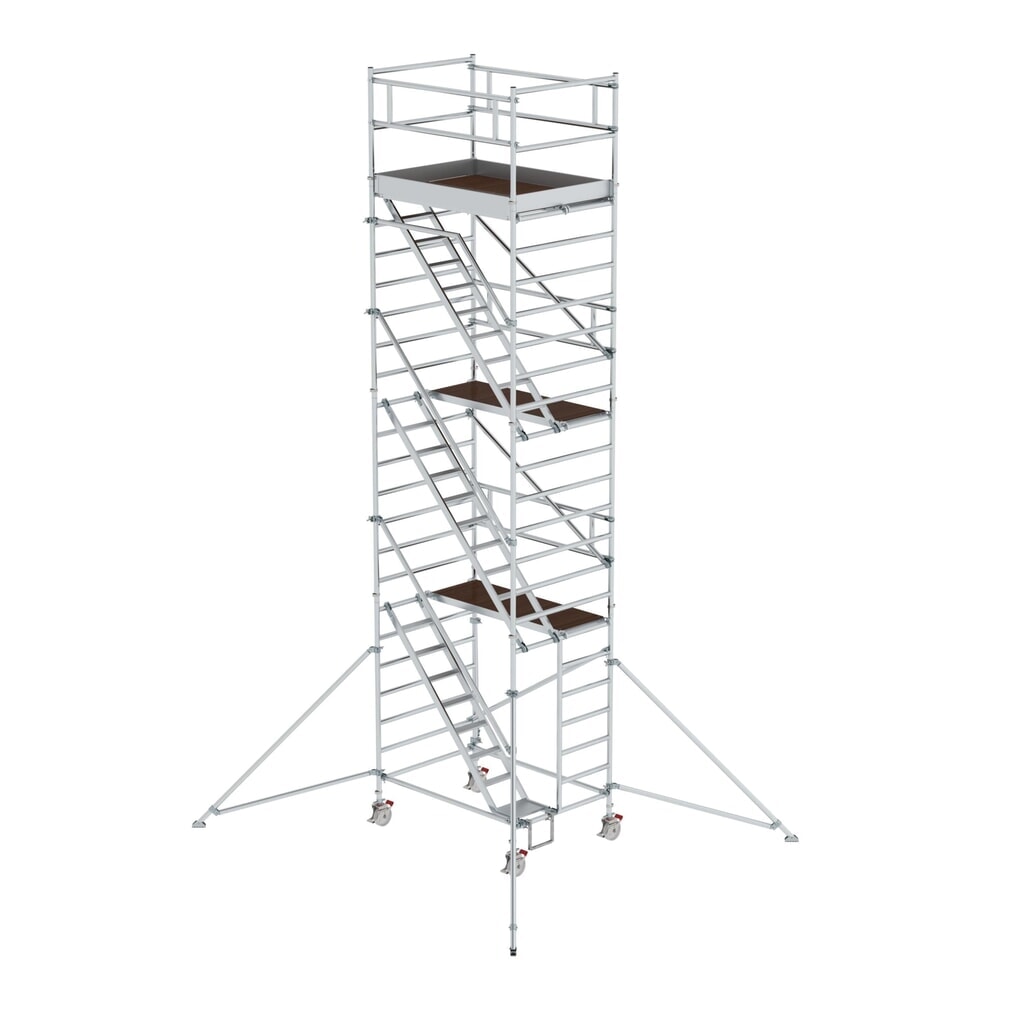 Munk Rollgerüst 1,35 x 1,80 m mit Schrägaufstiegen & Ausleger Plattformhöhe 6,35 m Produktabbildung: Munk Rollgerüst 1,35 x 1,80 m mit Schrägaufstiegen & Ausleger Plattformhöhe 6,35 m