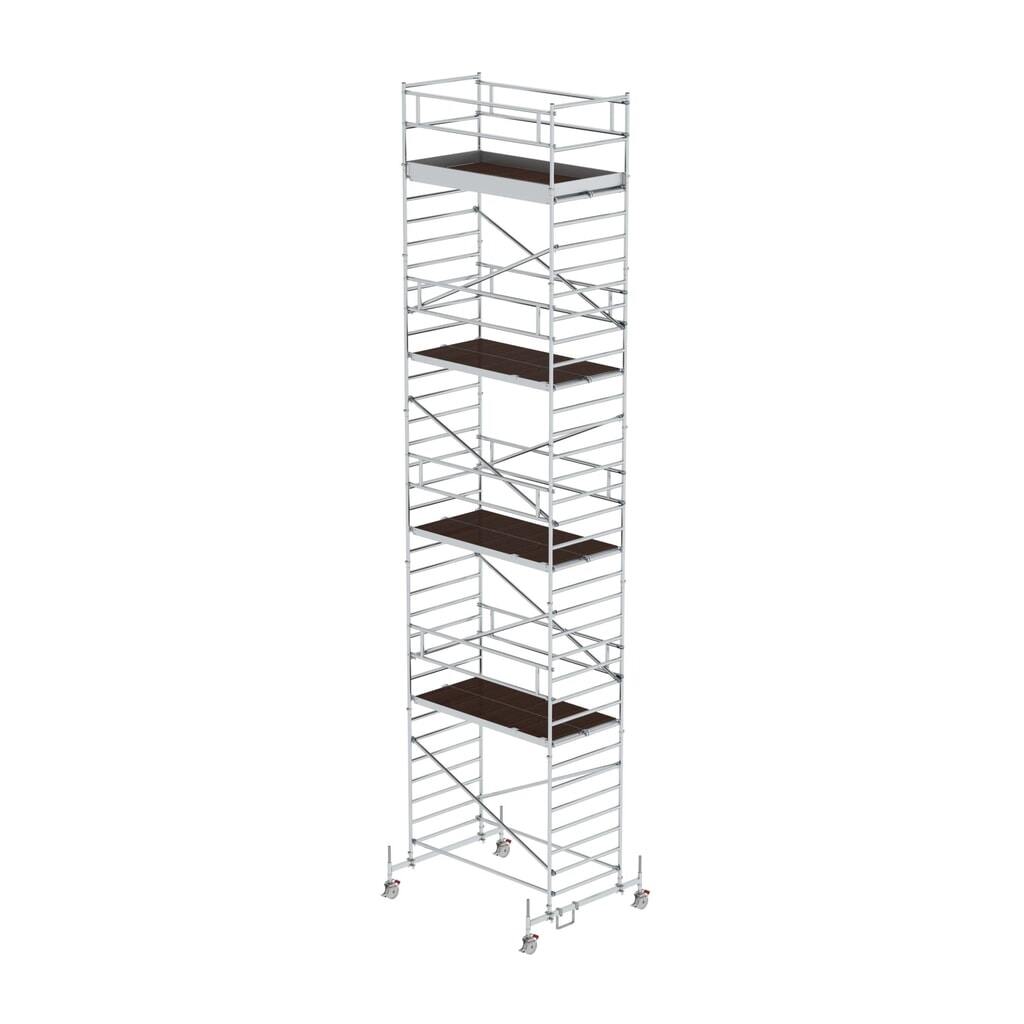 Munk Rollgerüst 1,35 x 2,45 m mit Fahrbalken & Doppel-Plattform Plattformhöhe 9,45 m Produktabbildung: Munk Rollgerüst 1,35 x 2,45 m mit Fahrbalken & Doppel-Plattform Plattformhöhe 9,45 m