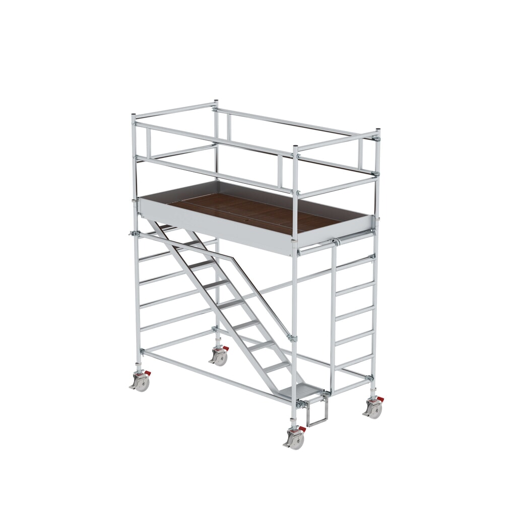 Munk Rollgerüst 1,35 x 2,45 m mit Schrägaufstiegen Plattformhöhe 2,35 m Produktabbildung Nr. 1: Munk Rollgerüst 1,35 x 2,45 m mit Schrägaufstiegen Plattformhöhe 2,35 m