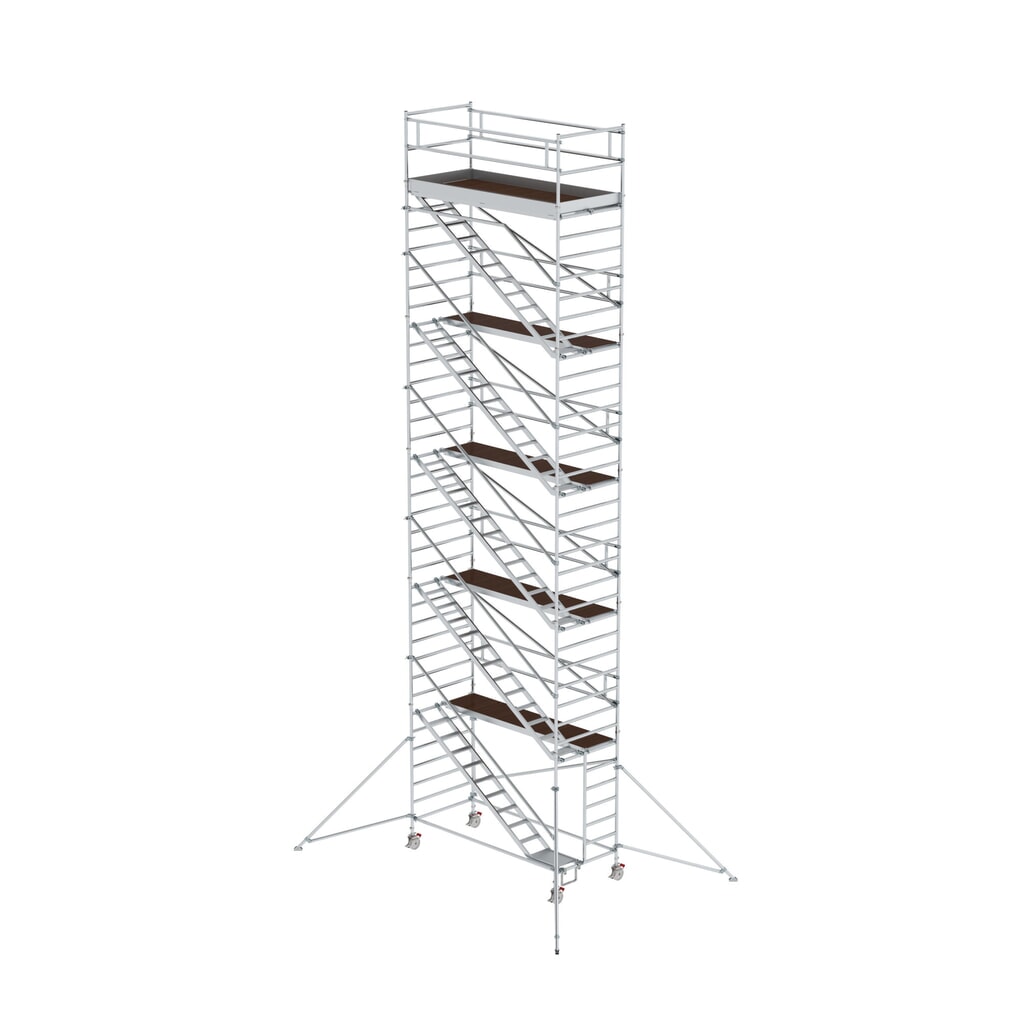 Munk Rollgerüst 1,35 x 3,0 m mit Schrägaufstiegen & Ausleger Plattformhöhe 10,35 m Produktabbildung: Munk Rollgerüst 1,35 x 3,0 m mit Schrägaufstiegen & Ausleger Plattformhöhe 10,35 m