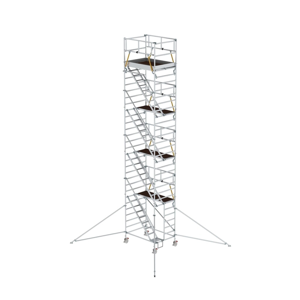 Munk Rollgerüst SG 1,35 x 1,80 m mit Schrägaufstiegen & Ausleger Plattformhöhe 8,39 m Produktabbildung: Munk Rollgerüst SG 1,35 x 1,80 m mit Schrägaufstiegen & Ausleger Plattformhöhe 8,39 m