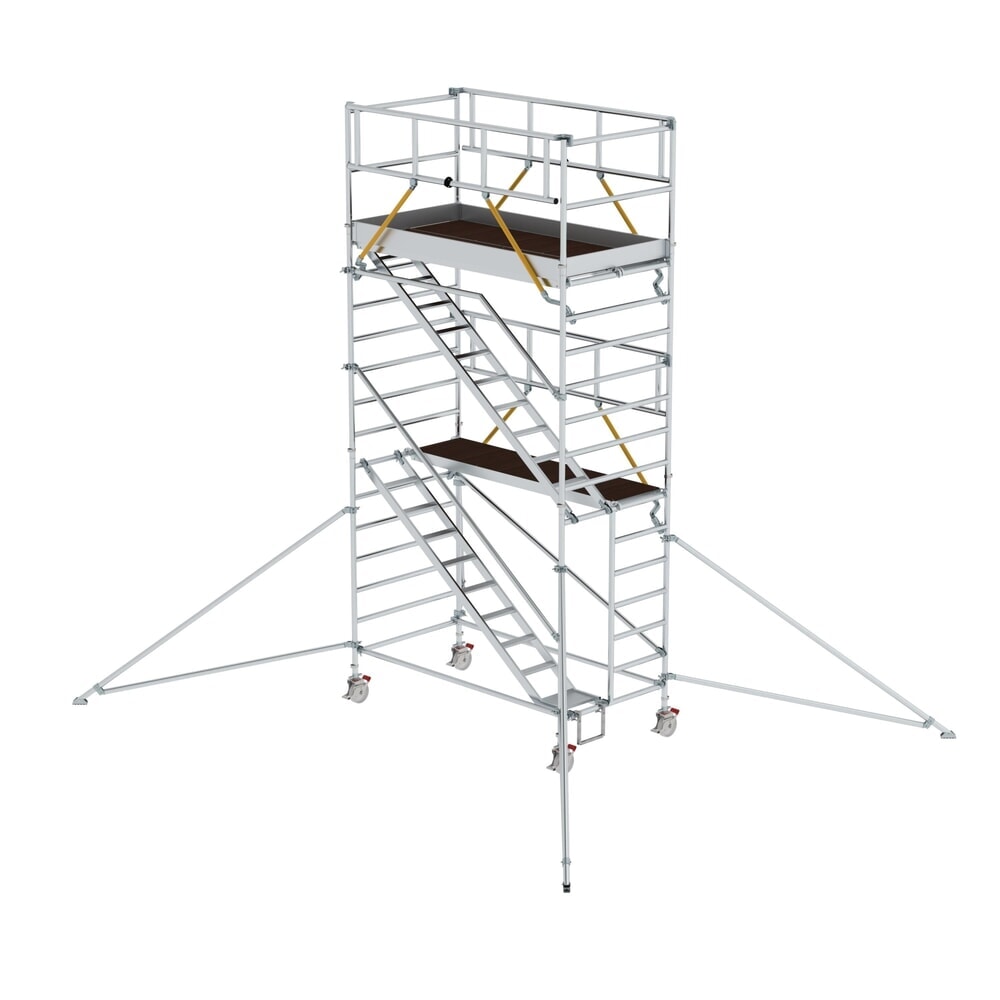 Produktabbildung: Munk Rollgerüst SG 1,35 x 2,45 m mit Schrägaufstiegen & Ausleger Plattformhöhe 4,47 m