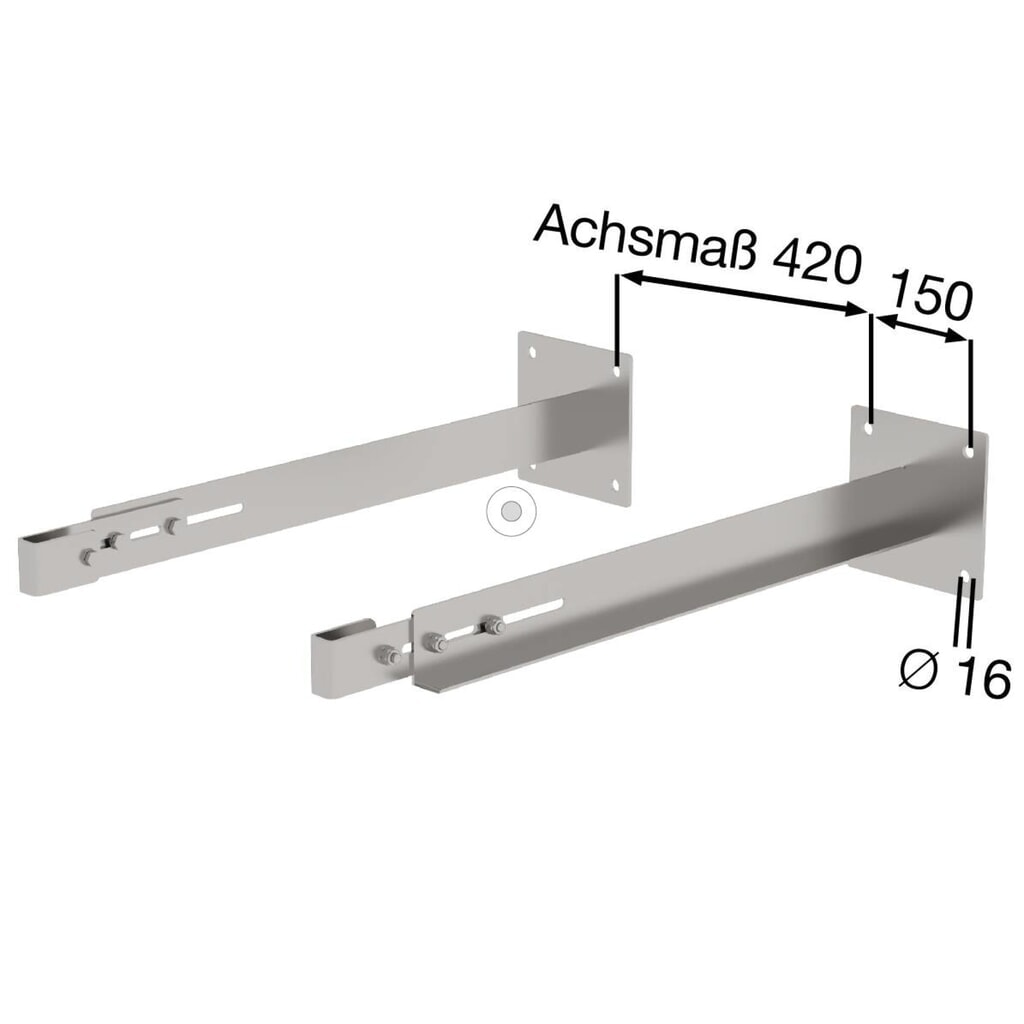 Produktabbildung Nr. 2: Munk Sonderwandhalter, starr 800-900mm, Edelstahl