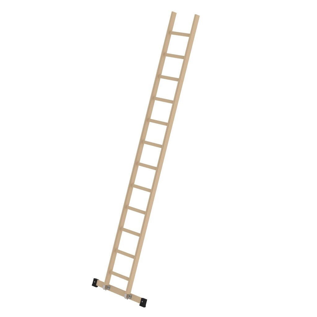 Produktabbildung: Munk Sprossen-Anlegeleiter Holz mit Traverse 12 Sprossen