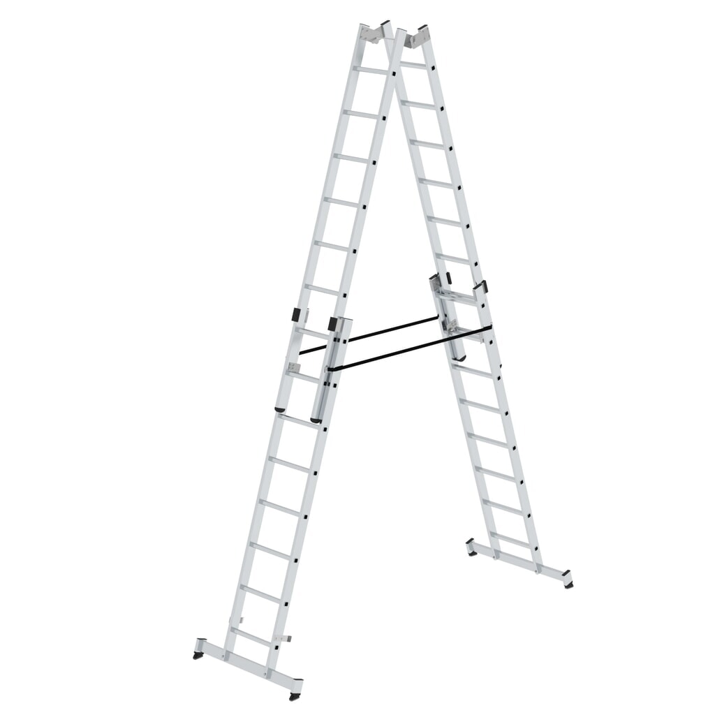 Produktabbildung: Munk Sprossen-Stehleiter 4-teilig mit nivello®-Traverse 4x8 Sprossen
