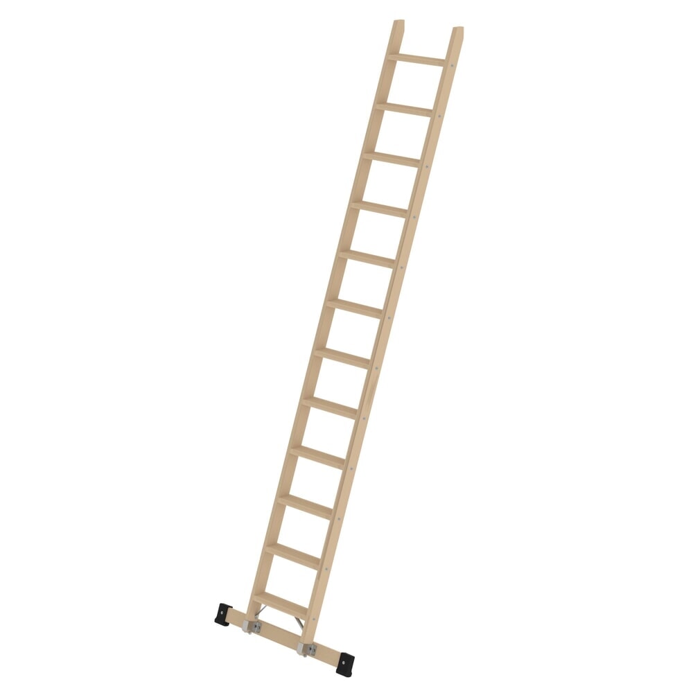 Produktabbildung: Munk Stufen-Anlegeleiter Holz mit Traverse 12 Stufen