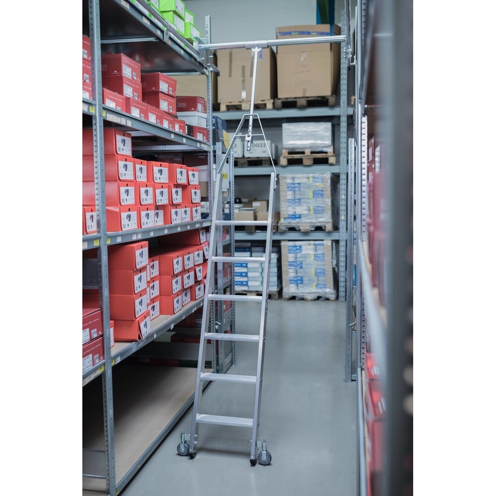 Produktabbildung Nr. 2: Munk Stufen Regalleiter drehbar für Doppelregal 6 Stufen