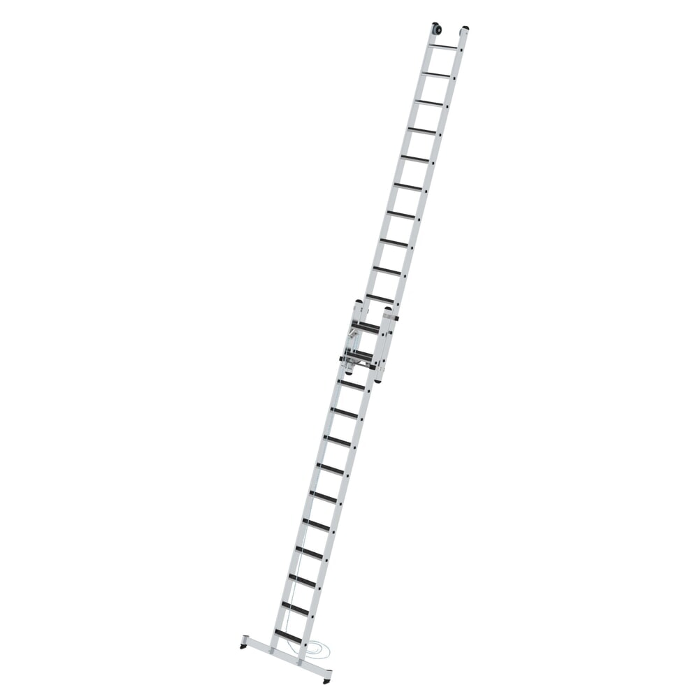 Produktabbildung: Munk Stufen-Seilzugleiter 2-teilig mit nivello® Traverse und clip-step R13 2x12 Stufen