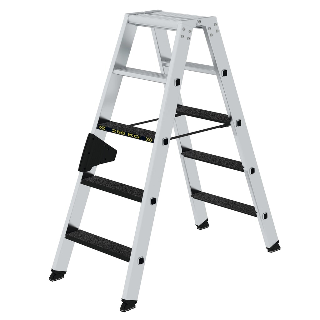 Munk Stufen-Stehleiter 250 kg beidseitig begehbar mit clip-step R13 2x5 Stufen Produktabbildung: Munk Stufen-Stehleiter 250 kg beidseitig begehbar mit clip-step R13 2x5 Stufen
