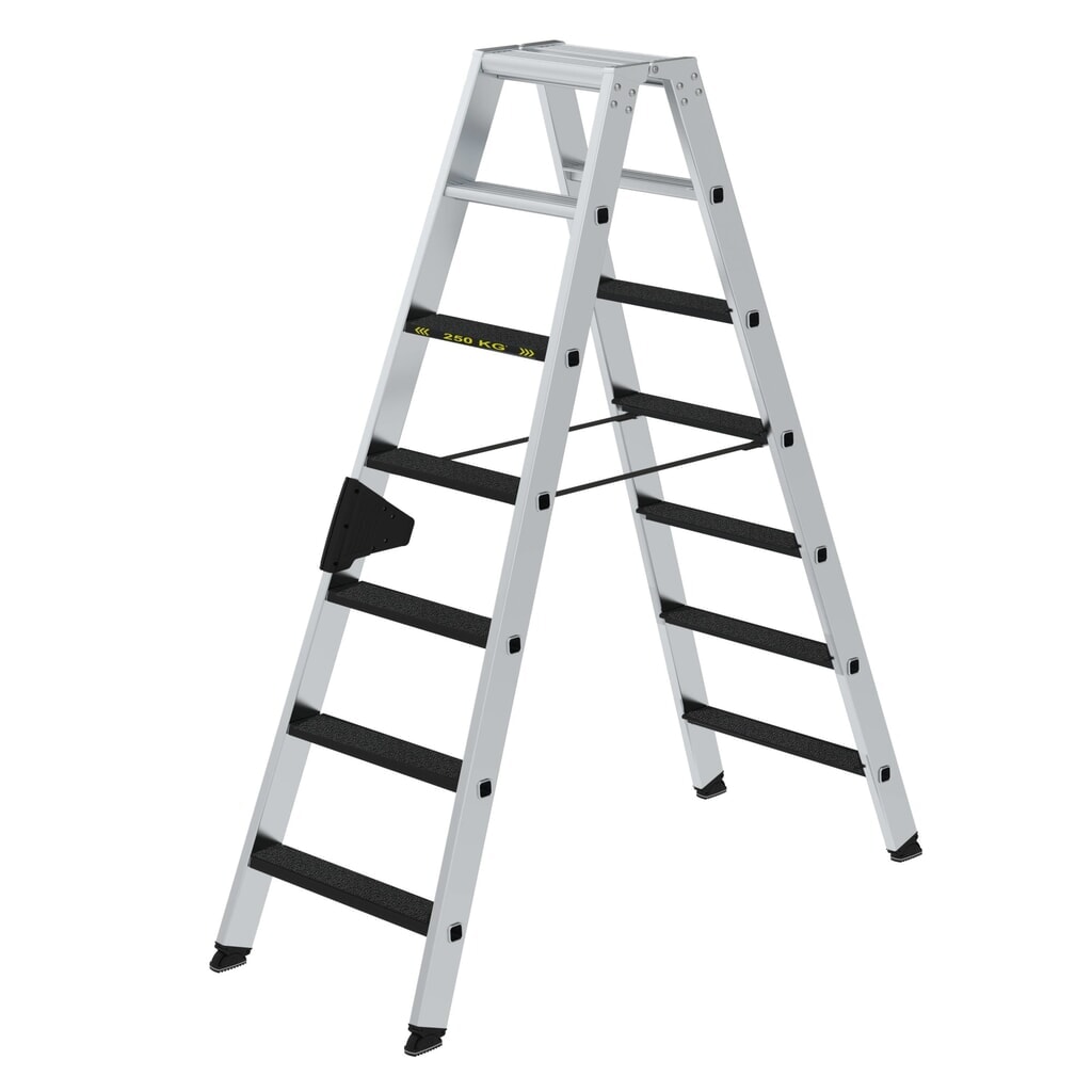 Produktabbildung: Munk Stufen-Stehleiter 250 kg beidseitig begehbar mit clip-step R13 2x7 Stufen