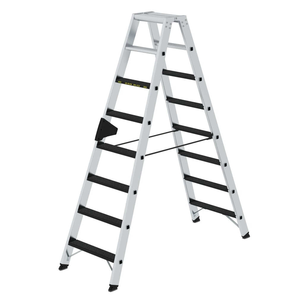Produktabbildung: Munk Stufen-Stehleiter 250 kg beidseitig begehbar mit clip-step R13 2x8 Stufen