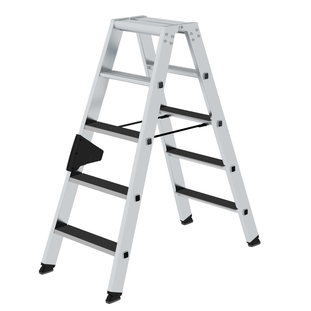 Produktabbildung: Munk Stufen-Stehleiter beidseitig begehbar mit clip-step R13 2x5 Stufen