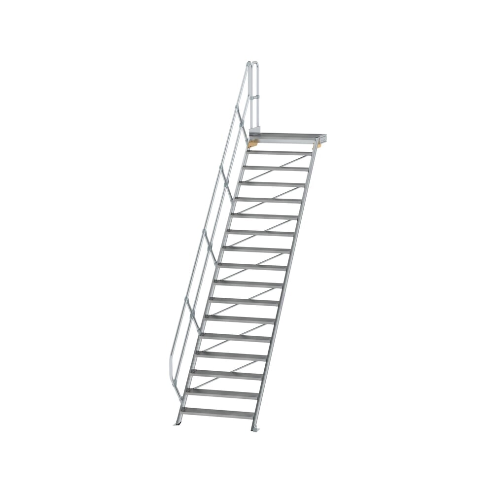 Produktabbildung: Munk Treppe mit Plattform 45° Stufenbreite 1000 mm 17 Stufen Aluminium geriffelt