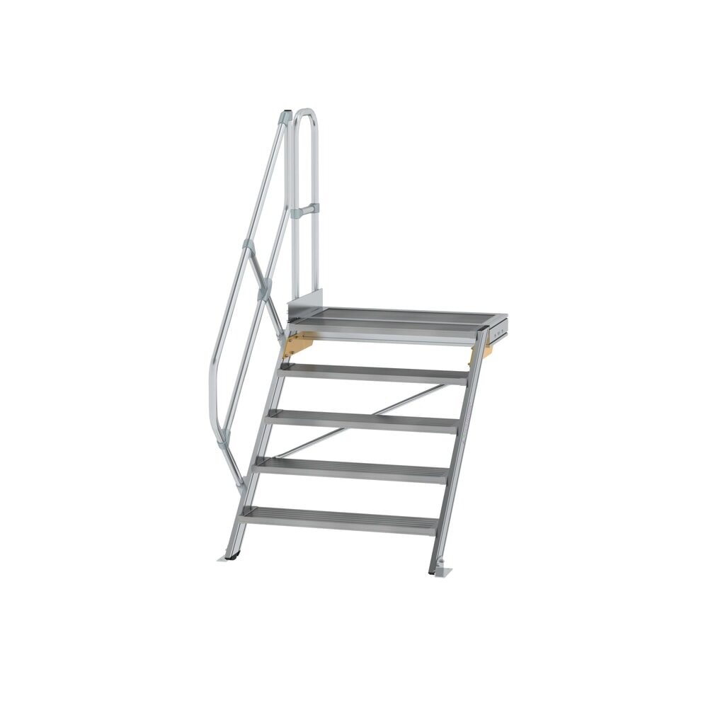 Produktabbildung: Munk Treppe mit Plattform 45° Stufenbreite 1000 mm 5 Stufen Aluminium geriffelt