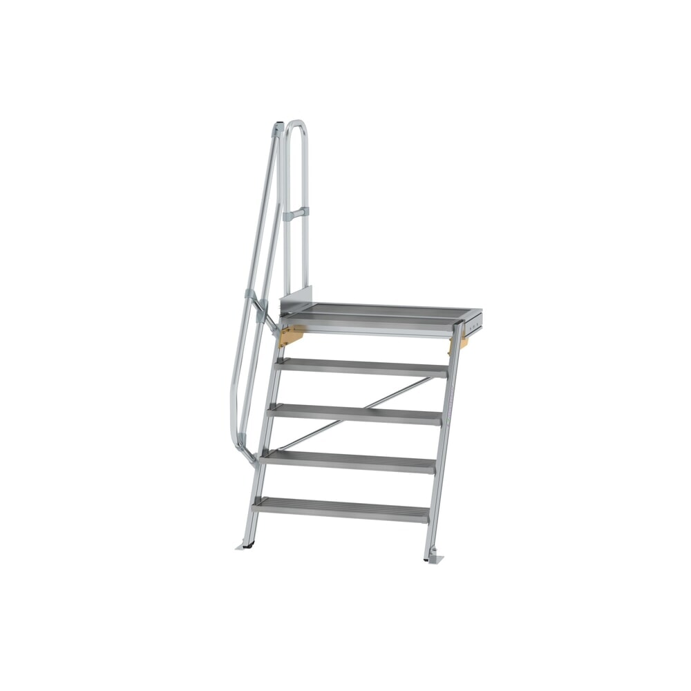 Produktabbildung: Munk Treppe mit Plattform 60° Stufenbreite 1000 mm 5 Stufen Aluminium geriffelt