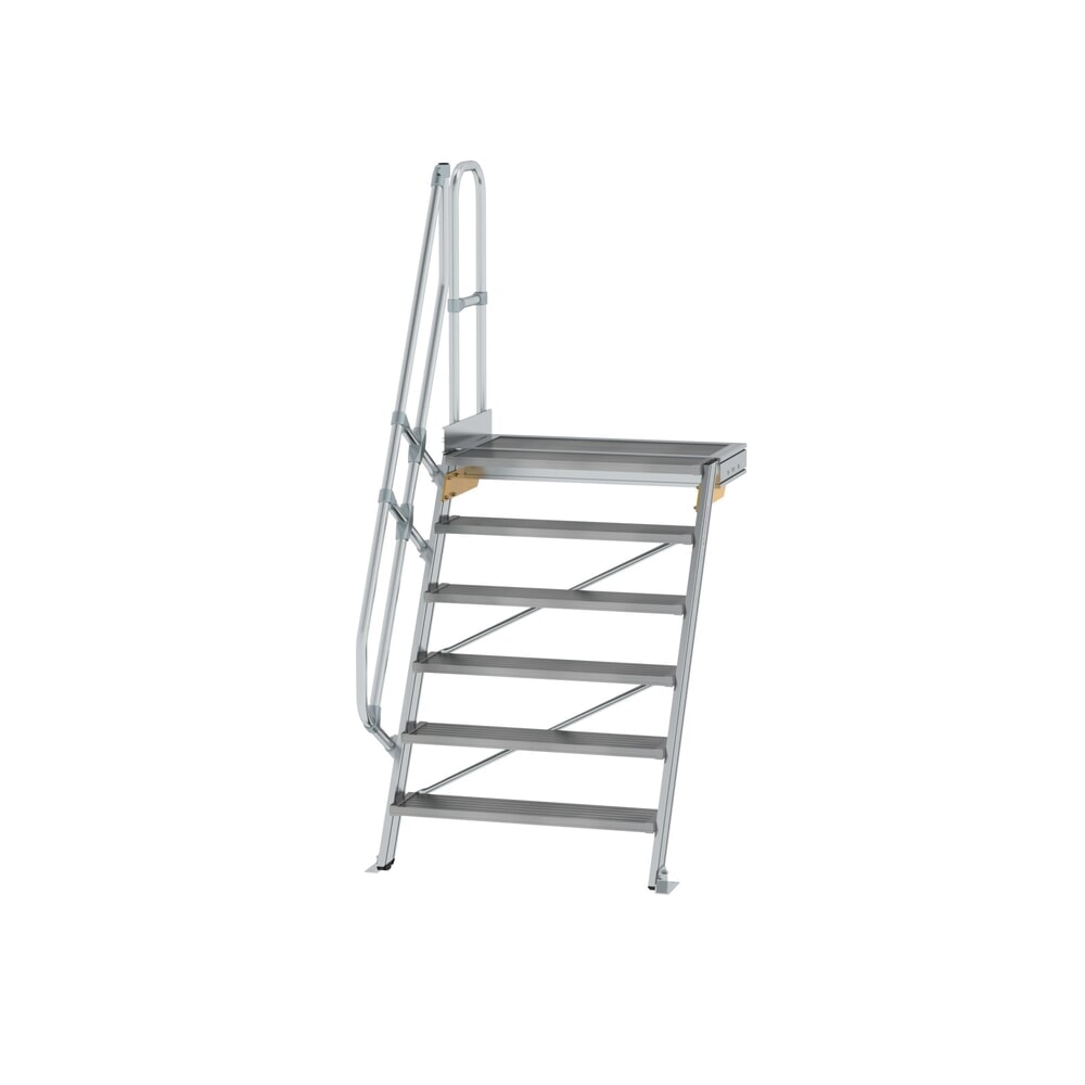 Produktabbildung: Munk Treppe mit Plattform 60° Stufenbreite 1000 mm 6 Stufen Aluminium geriffelt