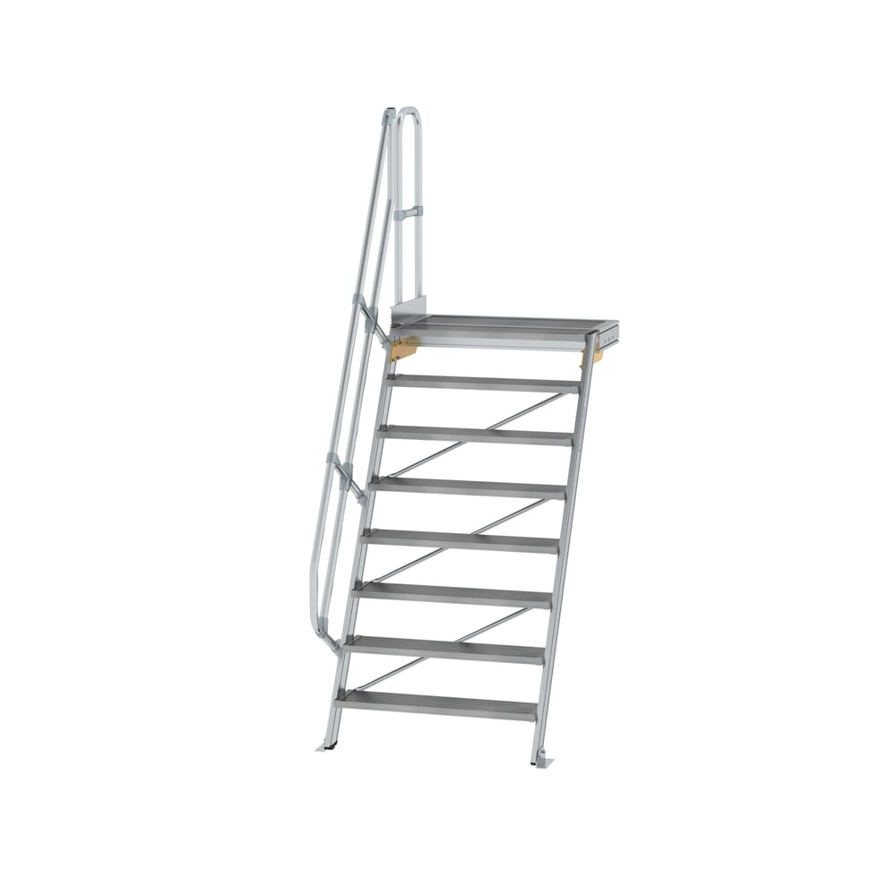 Produktabbildung: Munk Treppe mit Plattform 60° Stufenbreite 1000 mm 8 Stufen Aluminium geriffelt