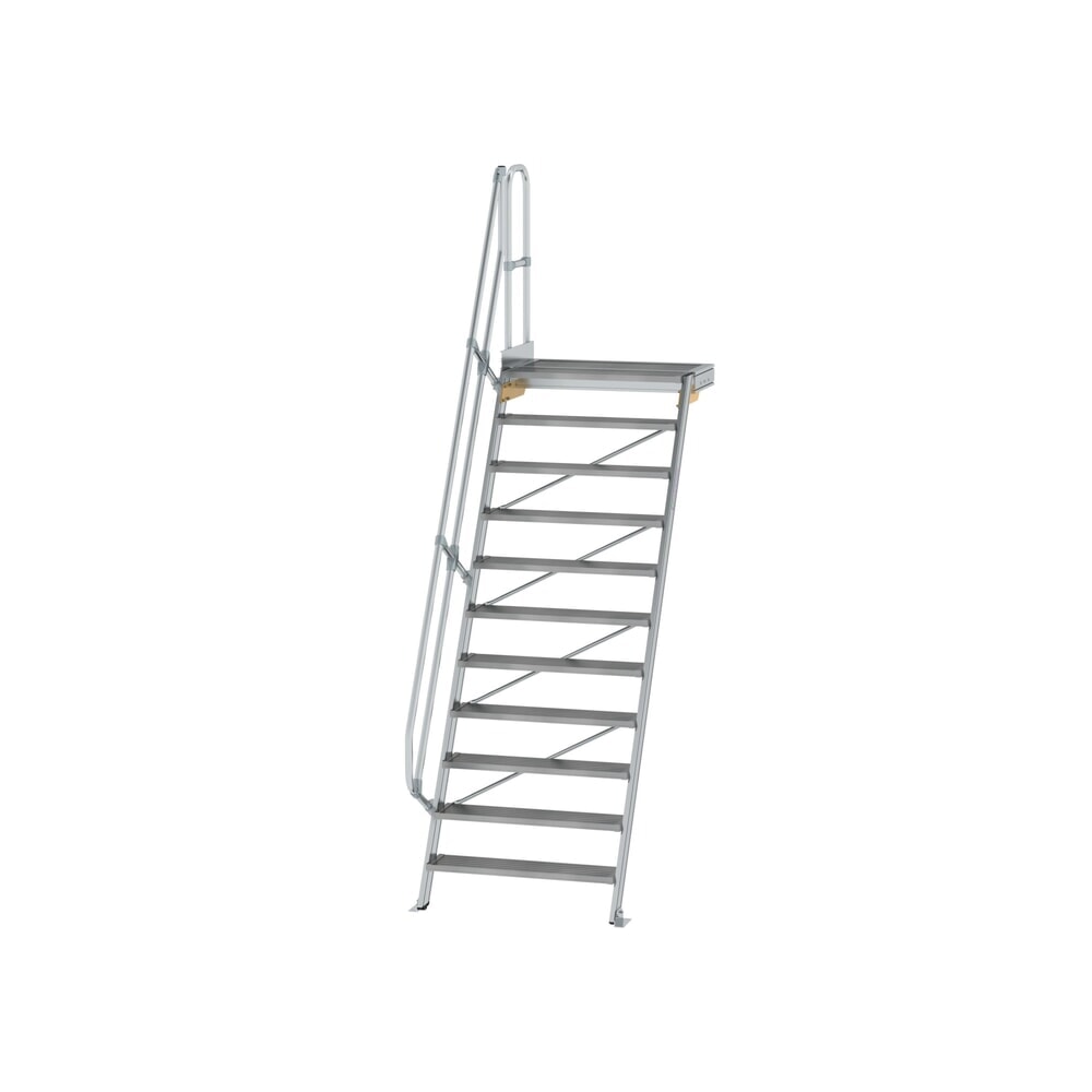 Produktabbildung: Munk Treppe mit Plattform 60° Stufenbreite 1000 mm 11 Stufen Aluminium geriffelt