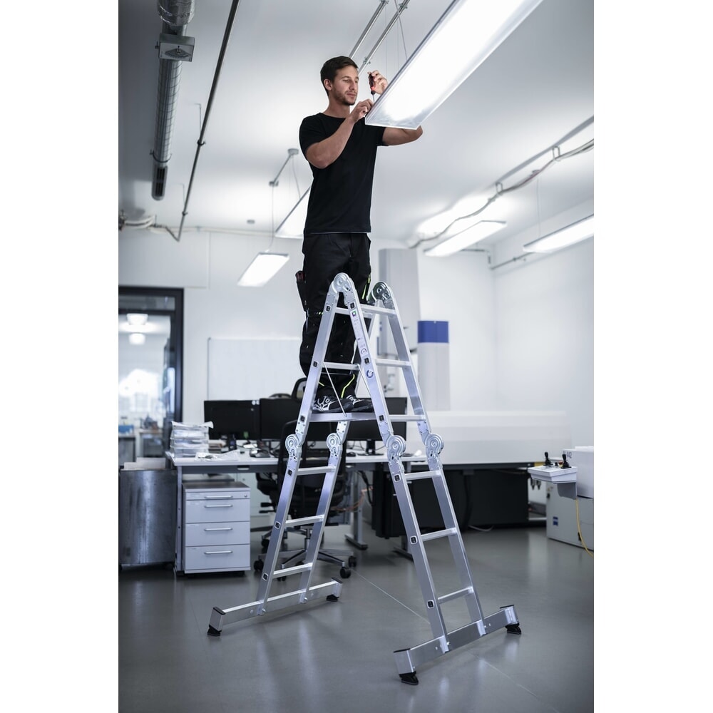 Produktabbildung Nr. 7: Vielzweckleiter 4-teilig mit nivello®-Traverse 2x2 + 2x3 Sprossen