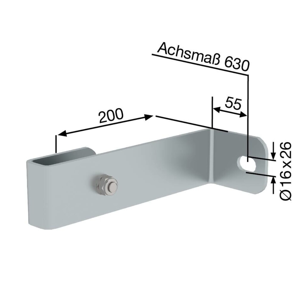 Munk Wandhalter, starr 200mm, Stahl verzinkt Produktabbildung Nr. 2: Munk Wandhalter, starr 200mm, Stahl verzinkt