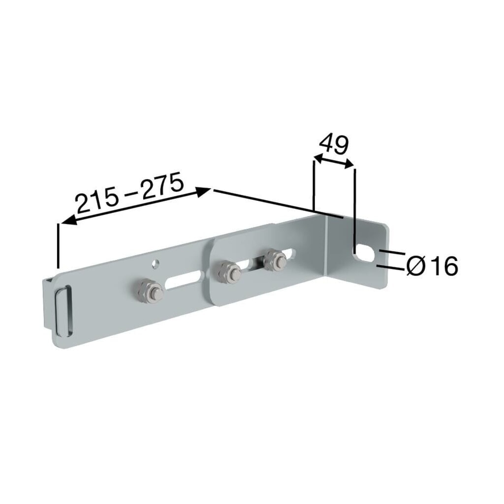 Munk Wandhalter m. Klemmbügel, verstellbar 215-275mm, Stahl verzinkt Produktabbildung Nr. 2: Munk Wandhalter m. Klemmbügel, verstellbar 215-275mm, Stahl verzinkt