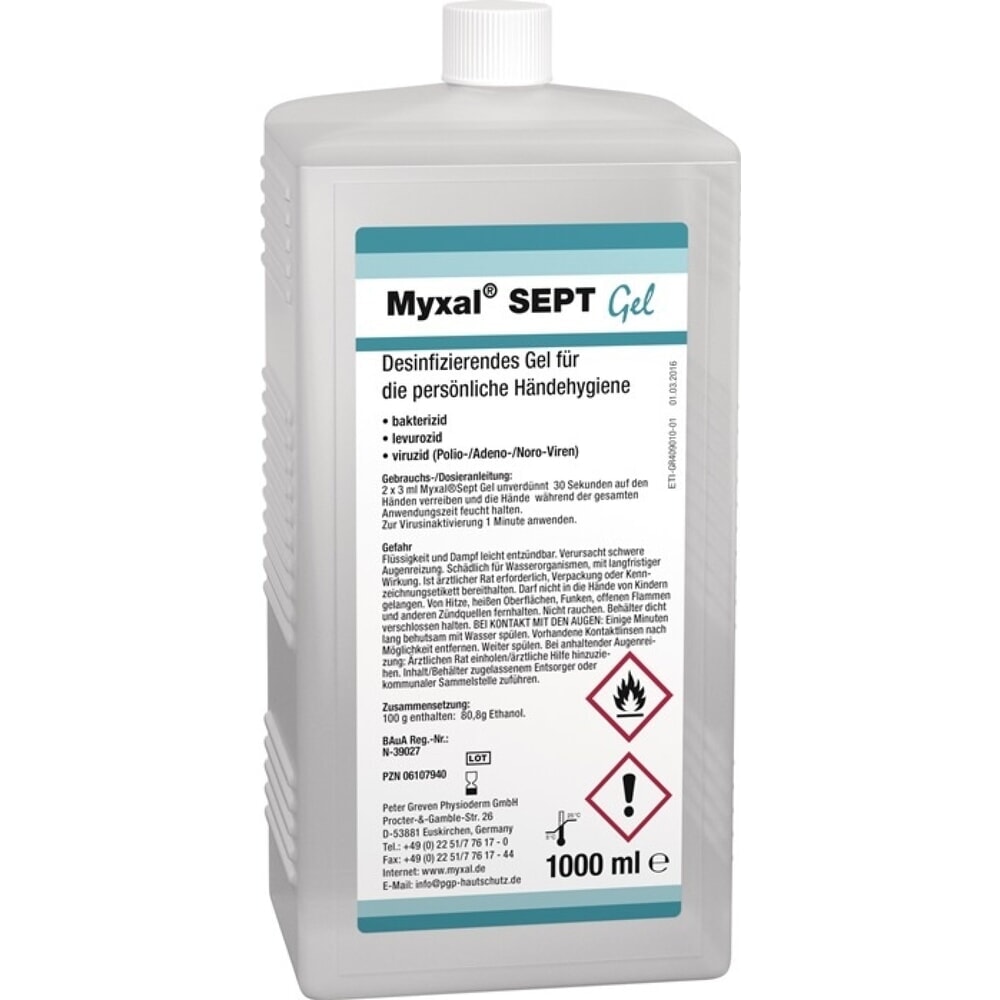 Produktabbildung: MYXAL Handdesinfektionsgel MYXAL® SEPT GEL, 1 l, 1000ml Hartflasche