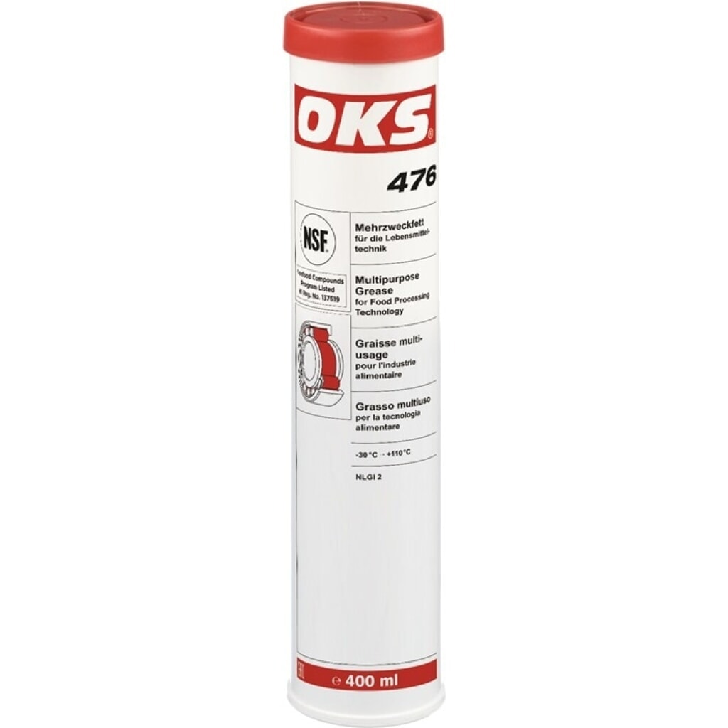 OKS Mehrzweckfett f.d. Lebensmitteltechnik OKS 476, NSF H1, 400 ml weiss, Kartusche Produktabbildung: OKS Mehrzweckfett f.d. Lebensmitteltechnik OKS 476, NSF H1, 400 ml weiss, Kartusche