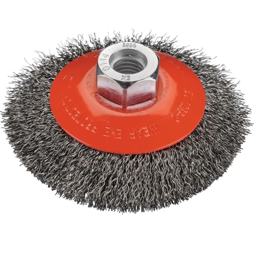 OSBORN Kegelbürste, VA 20 mm, Ø 100 mm Drahtstärke 0,2 mm, 12500 min-¹ Produktabbildung: OSBORN Kegelbürste, VA 20 mm, Ø 100 mm Drahtstärke 0,2 mm, 12500 min-¹