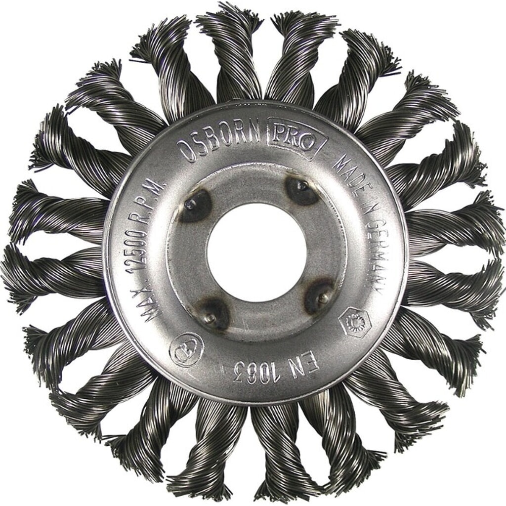OSBORN Rundbürste, Stahl 13 mm, Ø 125 mm Drahtstärke 0,35 mm, 12500 min-¹ Produktabbildung: OSBORN Rundbürste, Stahl 13 mm, Ø 125 mm Drahtstärke 0,35 mm, 12500 min-¹
